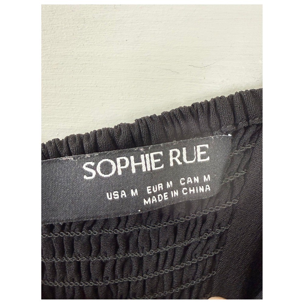 Sophie Rue Black Slip Midi Dress Seamed Bust Side Slit Minimalist M - Picture 5 of 9